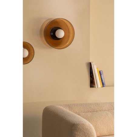 Kinkiet szklany Jaxal bursztynowy Ø35 cm