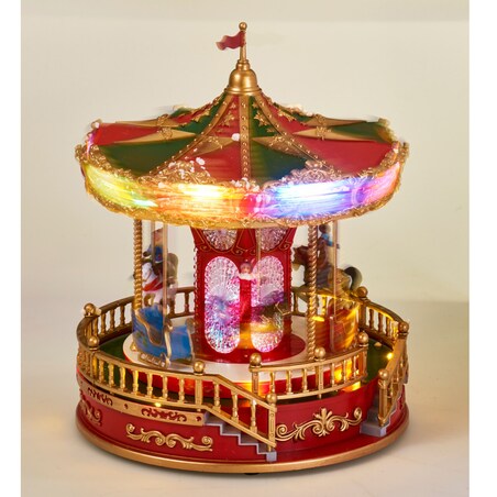 Świąteczna karuzela LED z muzyką i obrotowymi figurkami, 23 x 28 cm
