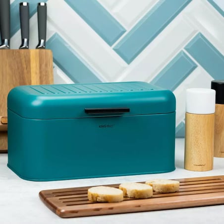 Chlebak stalowy pojemnik na chleb turkusowy KINGHOFF KH-1712