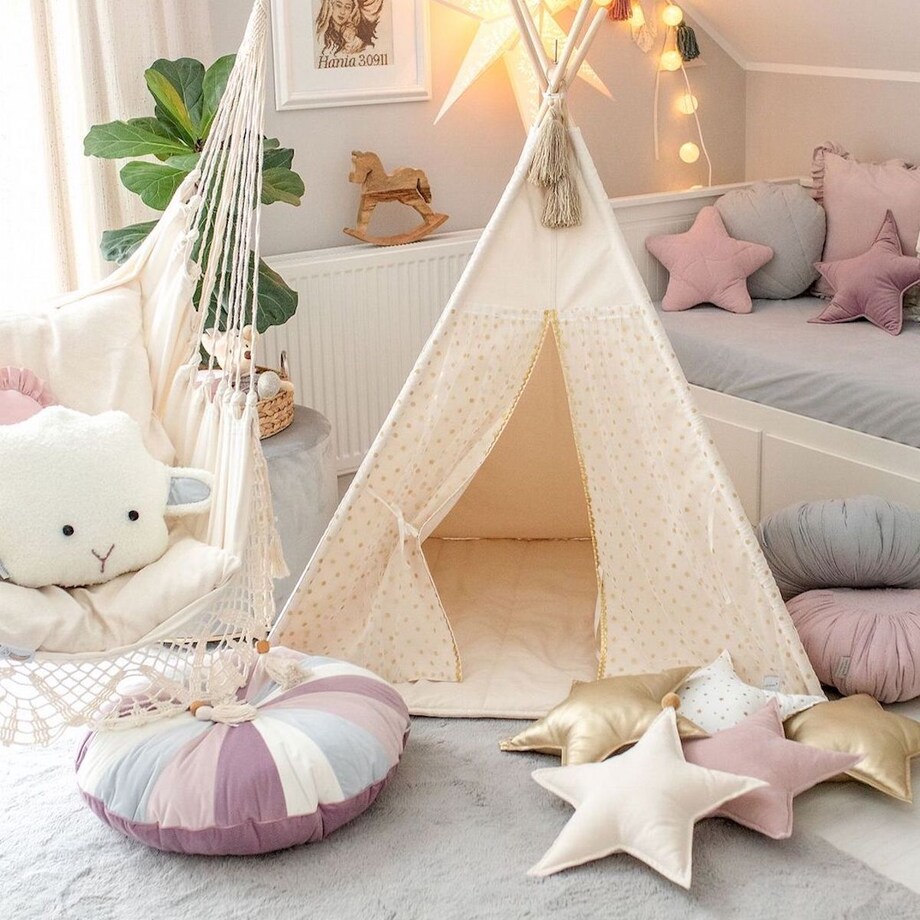 Pufa dla dzieci Pink Velvet patchworkowe siedzisko