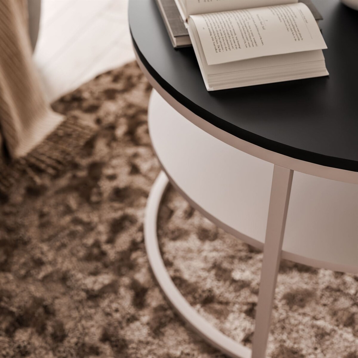 Stolik Kawowy CIRI MAT KASZMIR z półką, blat czarny mat