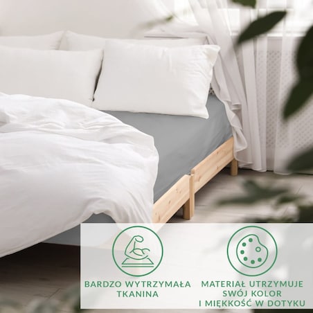 Prześcieradło satynowe z gumką popielate 200 x 220 cm