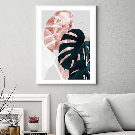 Poster Story, Plakat, Obraz - Różowa Monstera No1, wymiary 30 x 42 cm