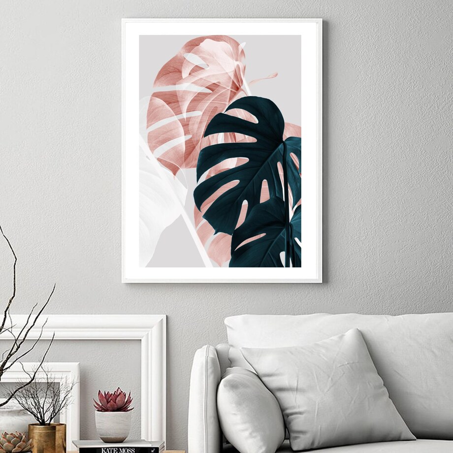 Poster Story, Plakat, Obraz - Różowa Monstera No1, wymiary 30 x 42 cm
