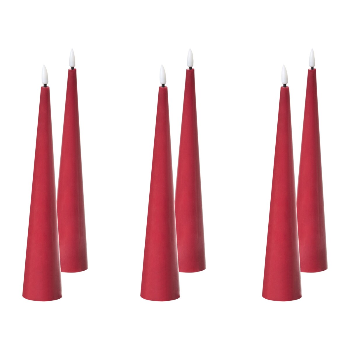 Zestaw 6 świec LED AURUM 28 cm Czerwony