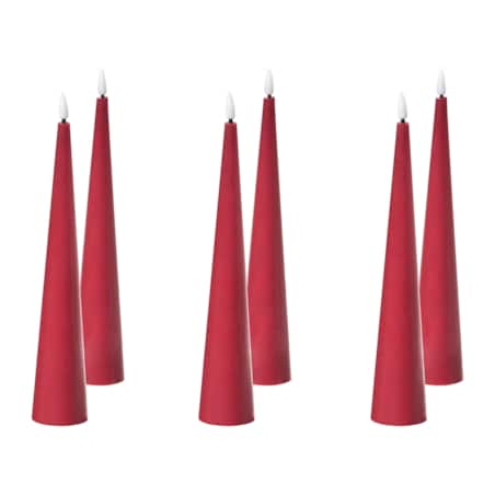 Zestaw 6 świec LED AURUM 28 cm Czerwony