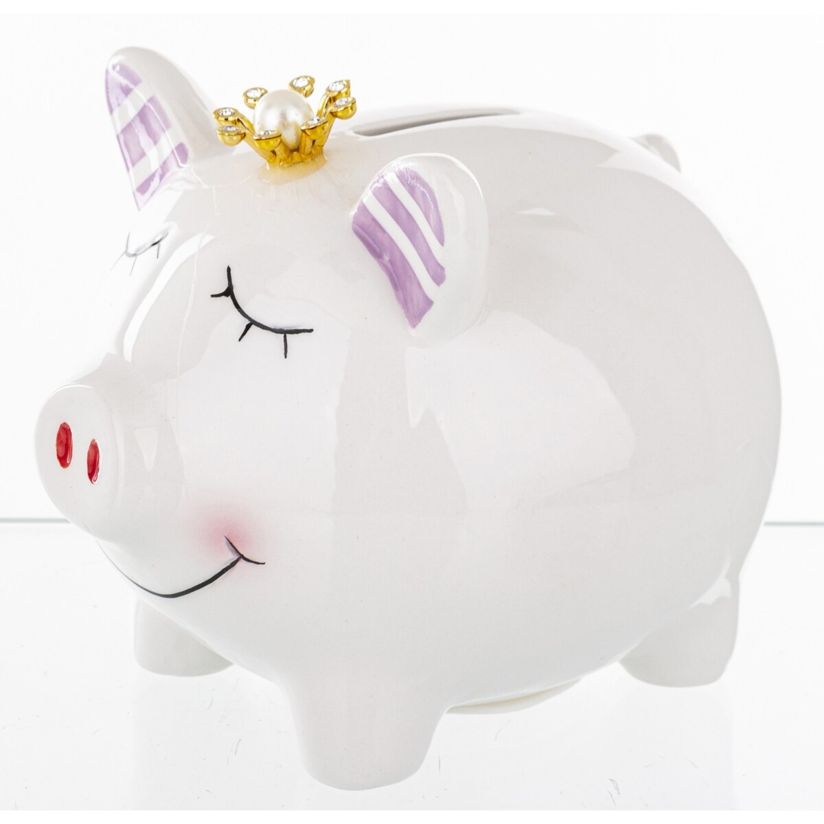 Skarbonka ceramiczna - 10,5x9,5x12,5 cm świnka PIGGY biała