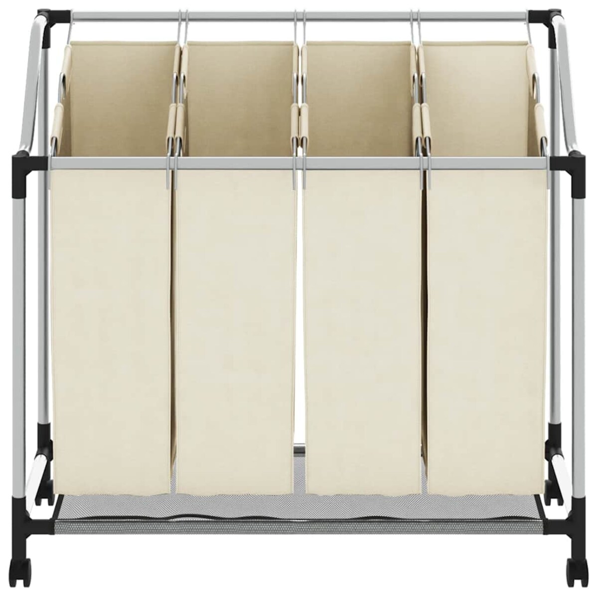 vidaXL Sortownik na pranie z 4 pojemnikami, kremowy, stalowy