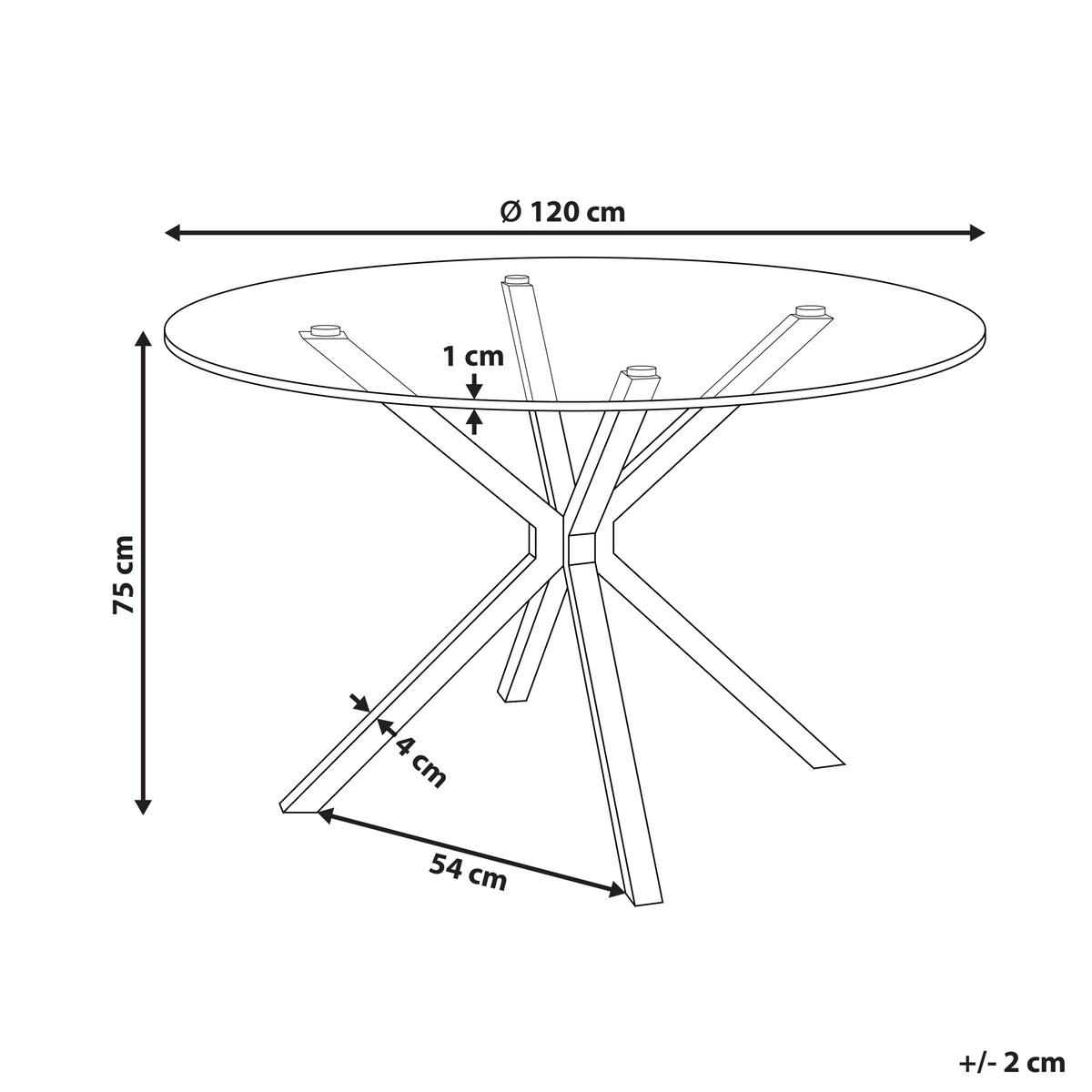 Stół do jadalni MESTON Czarny 120 cm 120 cm Szkło hartowane