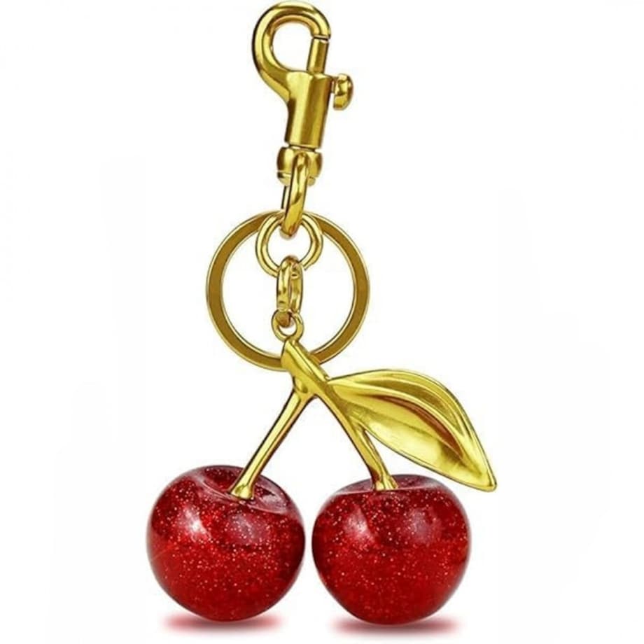 Brelok do kluczy czerwone WISIENKI złoty 12cm BRL383