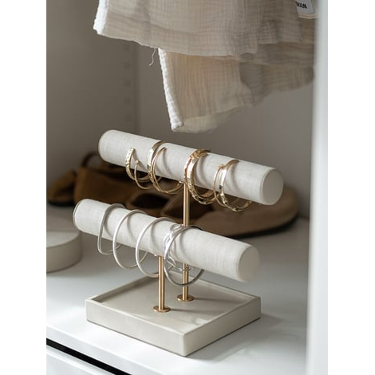 Stojak na biżuterię Stackers Bangle jasnobeżowy lniany