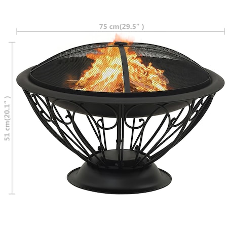 vidaXL Palenisko z pogrzebaczem, 75 cm, XXL, stal