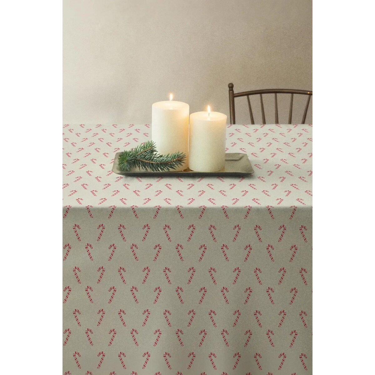 Obrus świąteczny - Laski cukrowe- beż 140x320 cm