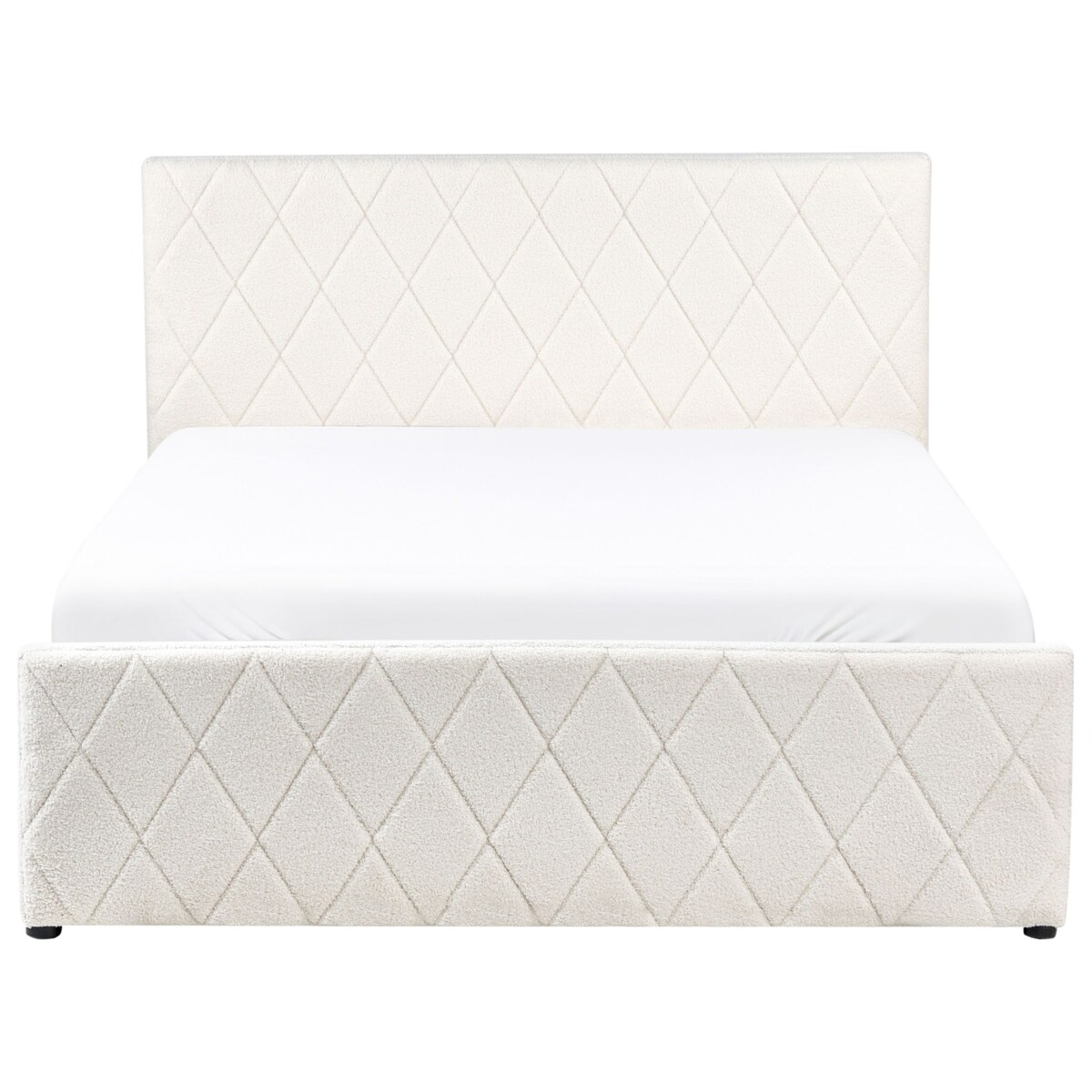 Łóżko z pojemnikiem Boucle ROCHEFORT 140 x 200 cm Złamana biel