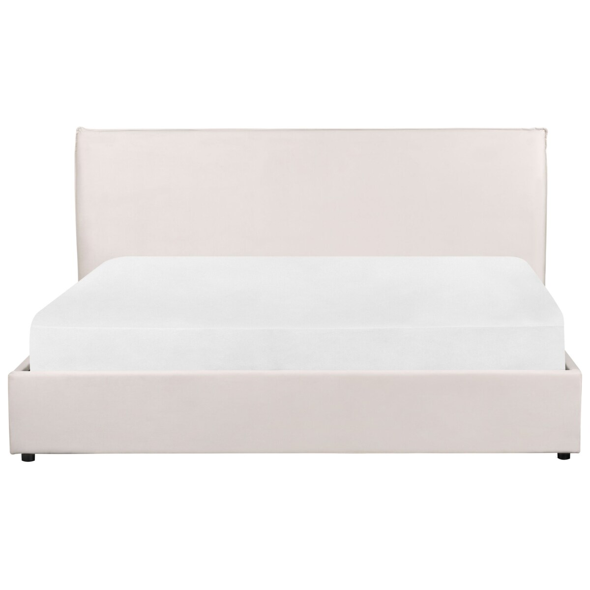 Łóżko z pojemnikiem welurowe 180 x 200 cm złamana biel LAVAUR