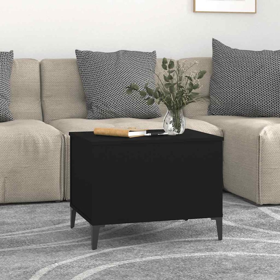 vidaXL Stolik kawowy, czarny, 60x44,5x45 cm, materiał drewnopochodny