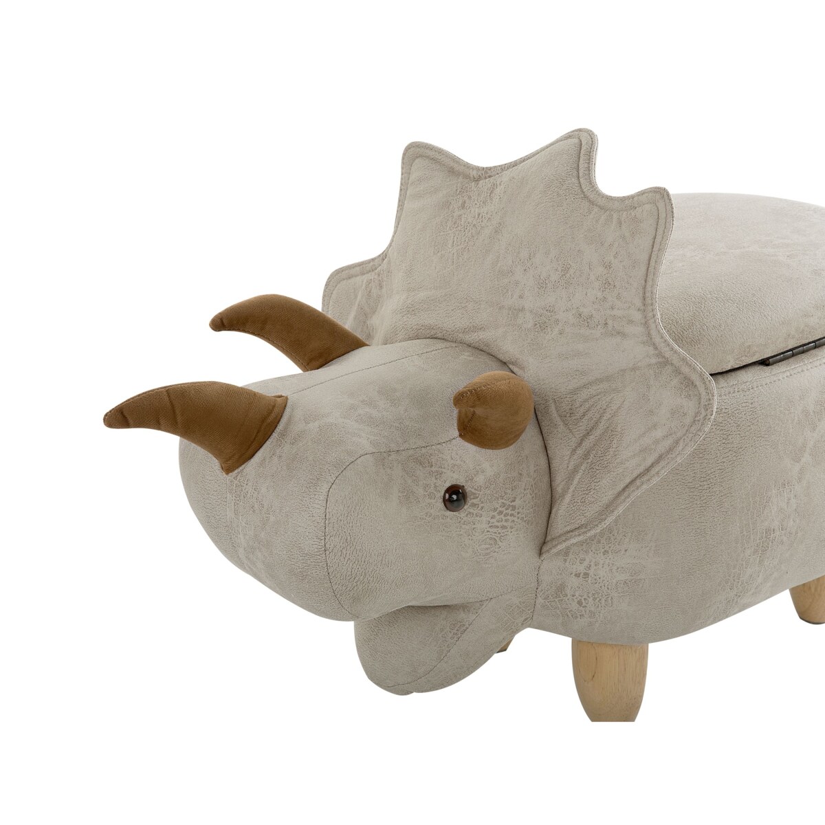 Pufa zwierzak ze schowkiem TRICERATOPS Jasnoszary