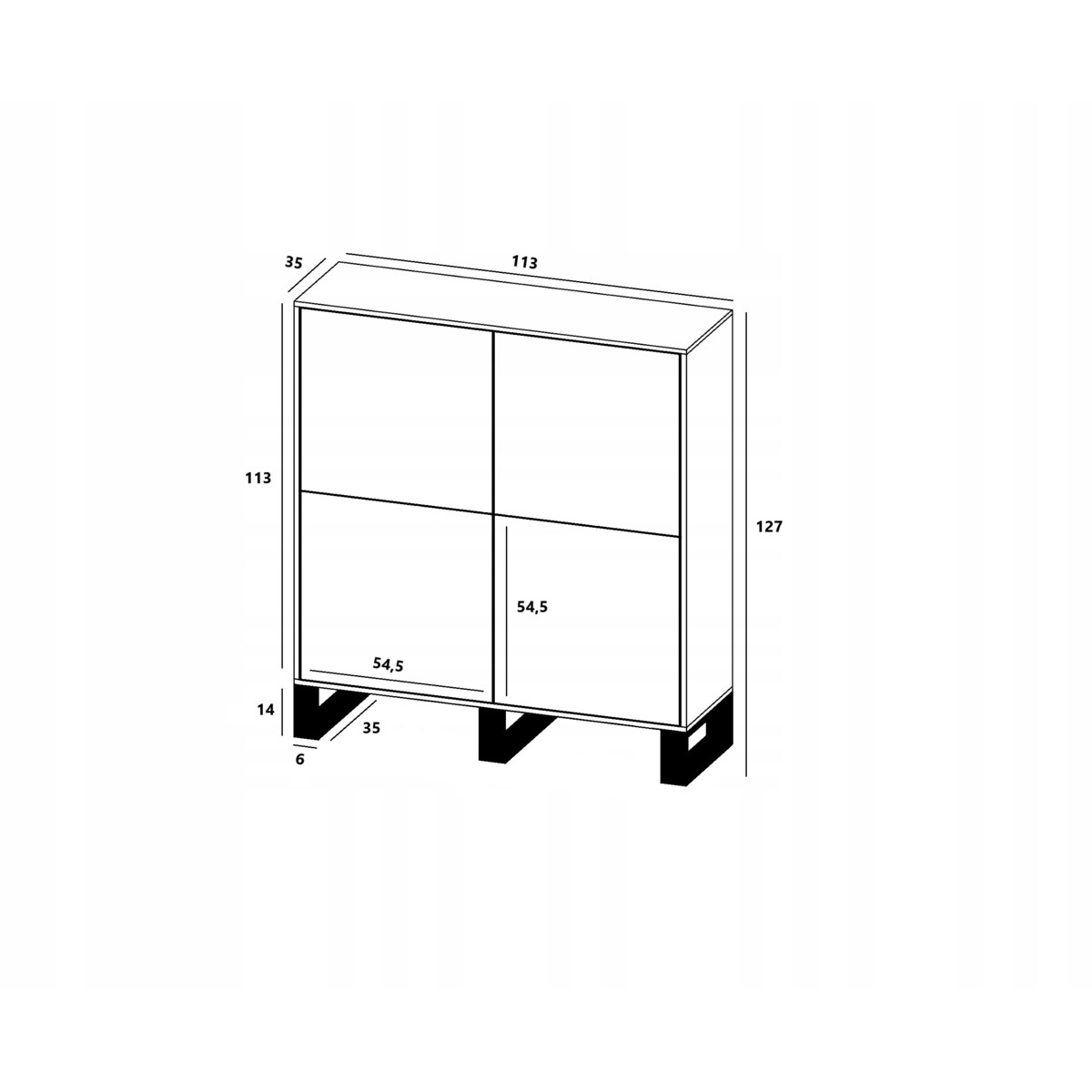 Komoda Industrialna Komoda Loft Grafit MAT Dąb Wotan 113 cm