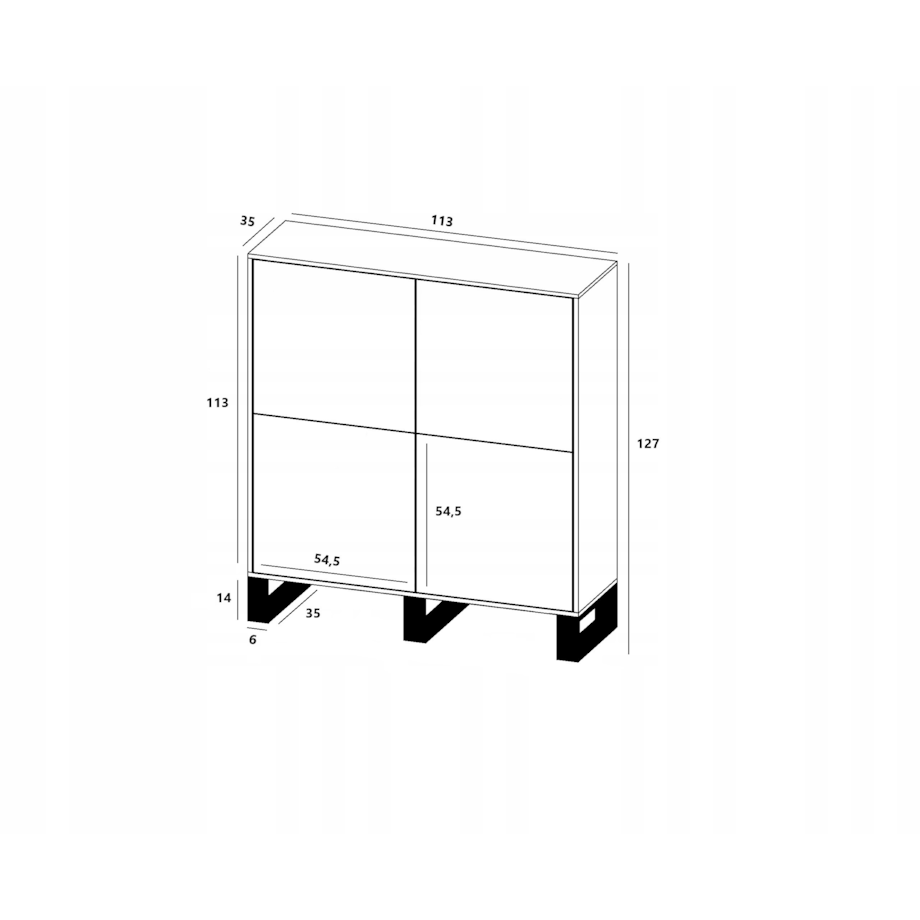 Komoda Industrialna Komoda Loft Grafit MAT Dąb Wotan 113 cm
