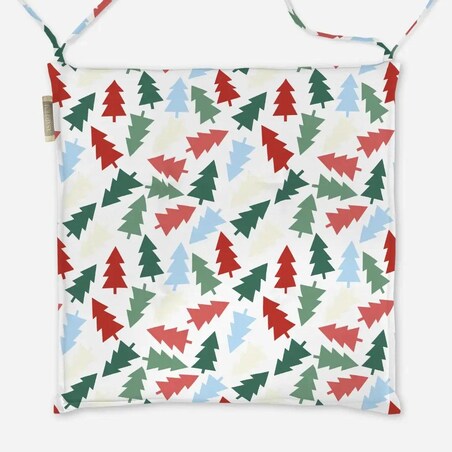 Poduszka świąteczna na krzesło - Kolorowe choinki