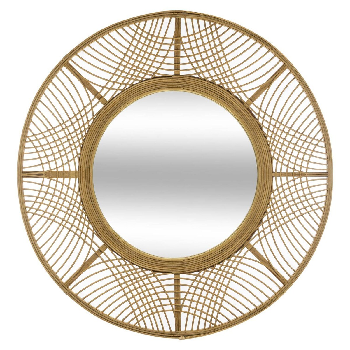 Lustro boho w bambusowej ramie INA, Ø 70 cm