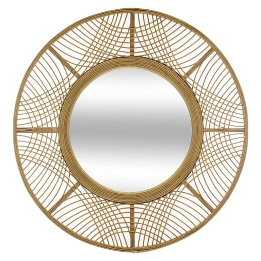 Lustro boho w bambusowej ramie INA, Ø 70 cm