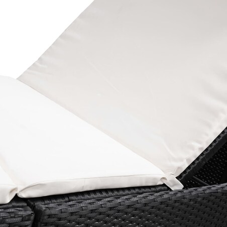 vidaXL Leżak ogrodowy z poduszką, rattan PE, czarny