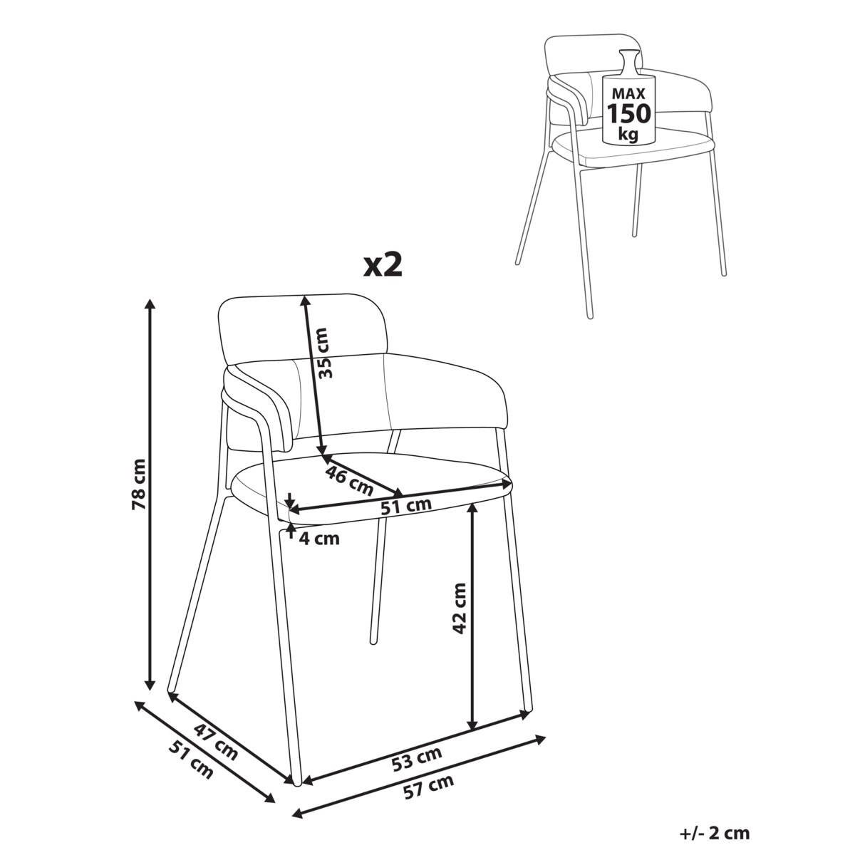 Zestaw 2 krzeseł do jadalni PAONIA Szenil Jasnobeżowy