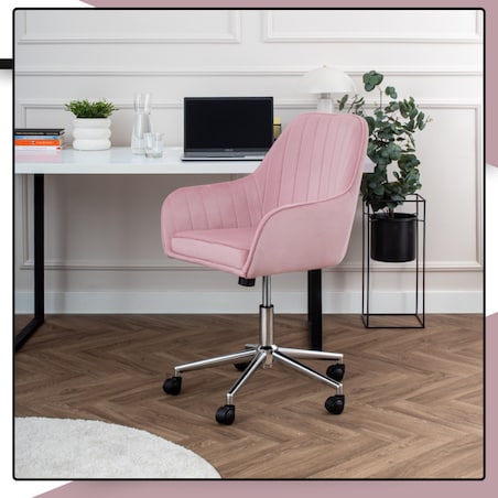 Krzesło biurowe fotel obrotowy welurowy regulowany różowy