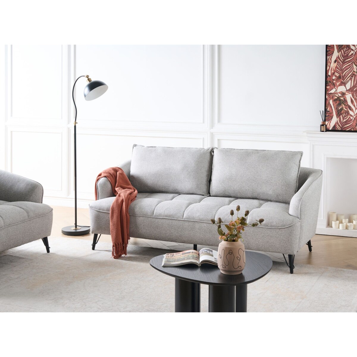 Sofa 3-osobowa szara HOBRO