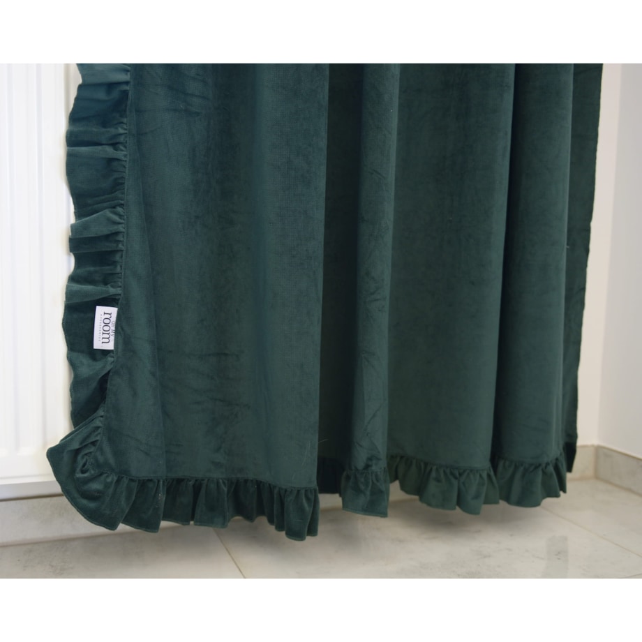 Zasłona Na Okno Okna Z Falbanką Do Salonu Sypialni 150X250 Cm Butelkowa Zieleń