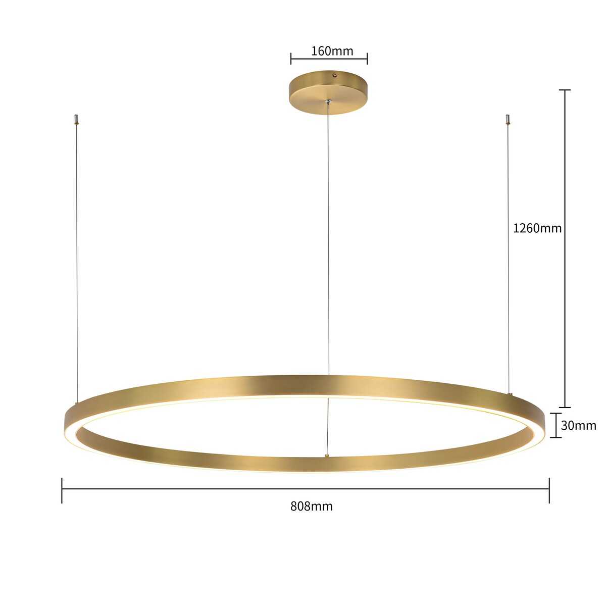 Lampa wisząca Midway LP-033/1P L GD ring LED 54W 3000K zwis złoty
