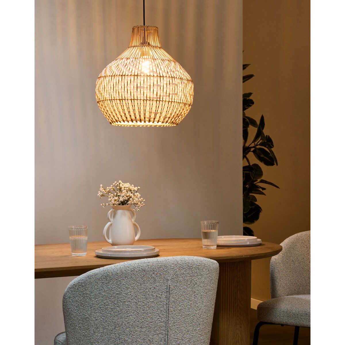 Lampa wisząca YAUCO Rattan Biały