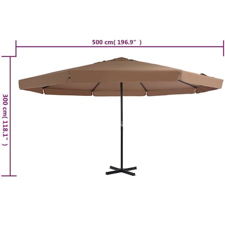 vidaXL Parasol ogrodowy na słupku aluminiowym, 500 cm, taupe