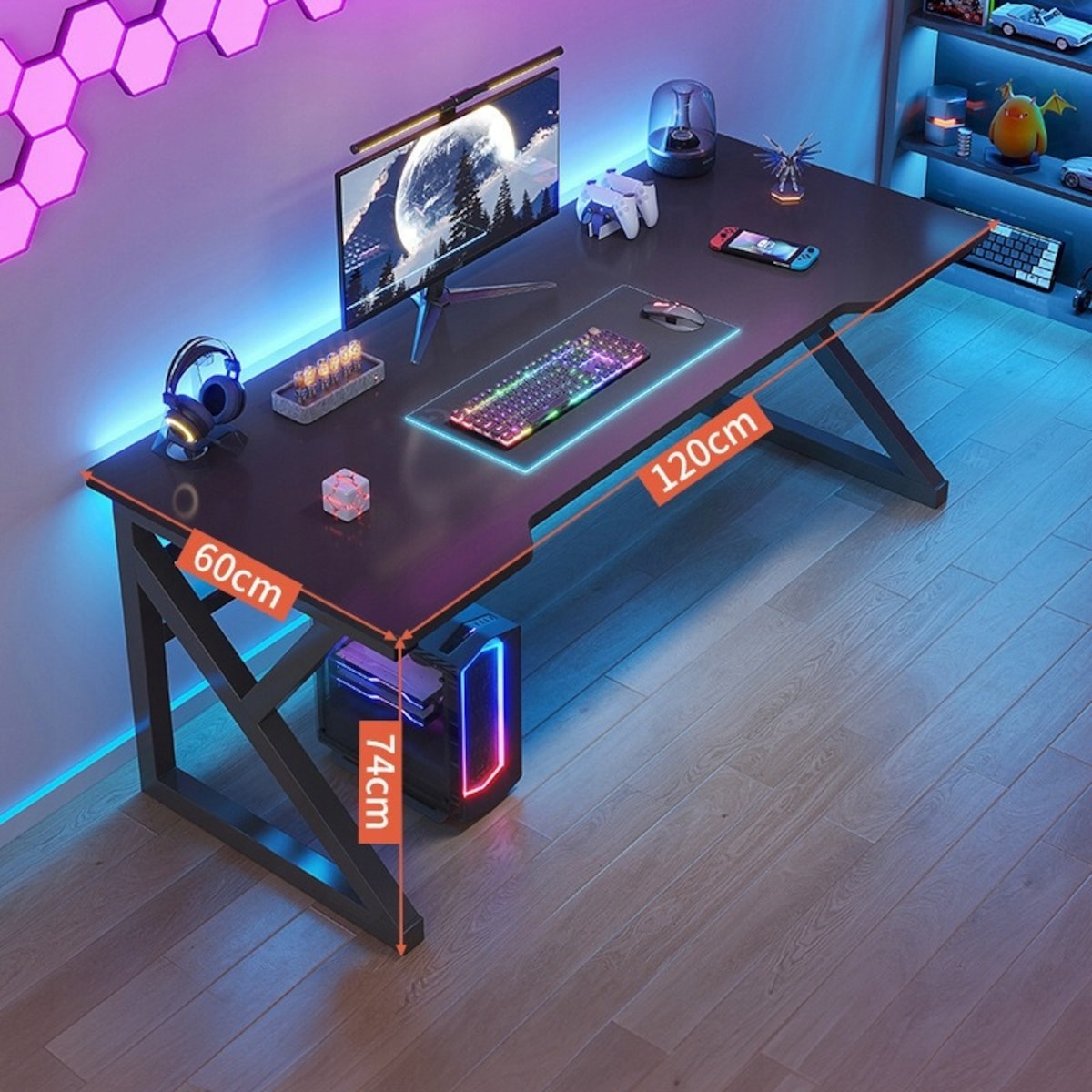 Biurko gaminowe dla gracza nowoczesne komputerowe czarne