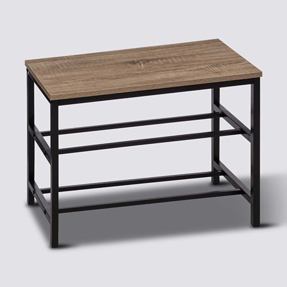 ŁAWKA Z PÓŁKĄ Aliaj naturalna/czarna NA 9 PAR BUTÓW