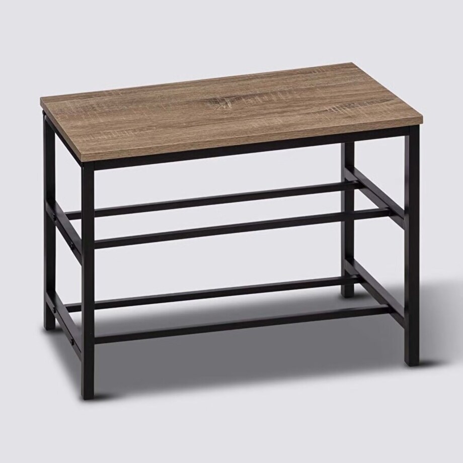 ŁAWKA Z PÓŁKĄ Aliaj naturalna/czarna NA 9 PAR BUTÓW