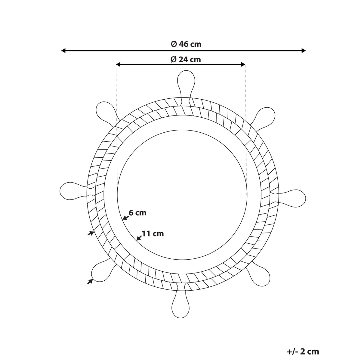 Okrągłe lustro ścienne ø 46 cm ciemnobrązowe GORMAZ