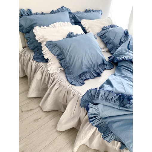 Prześcieradło z falbanką - jasnoszare 140/200