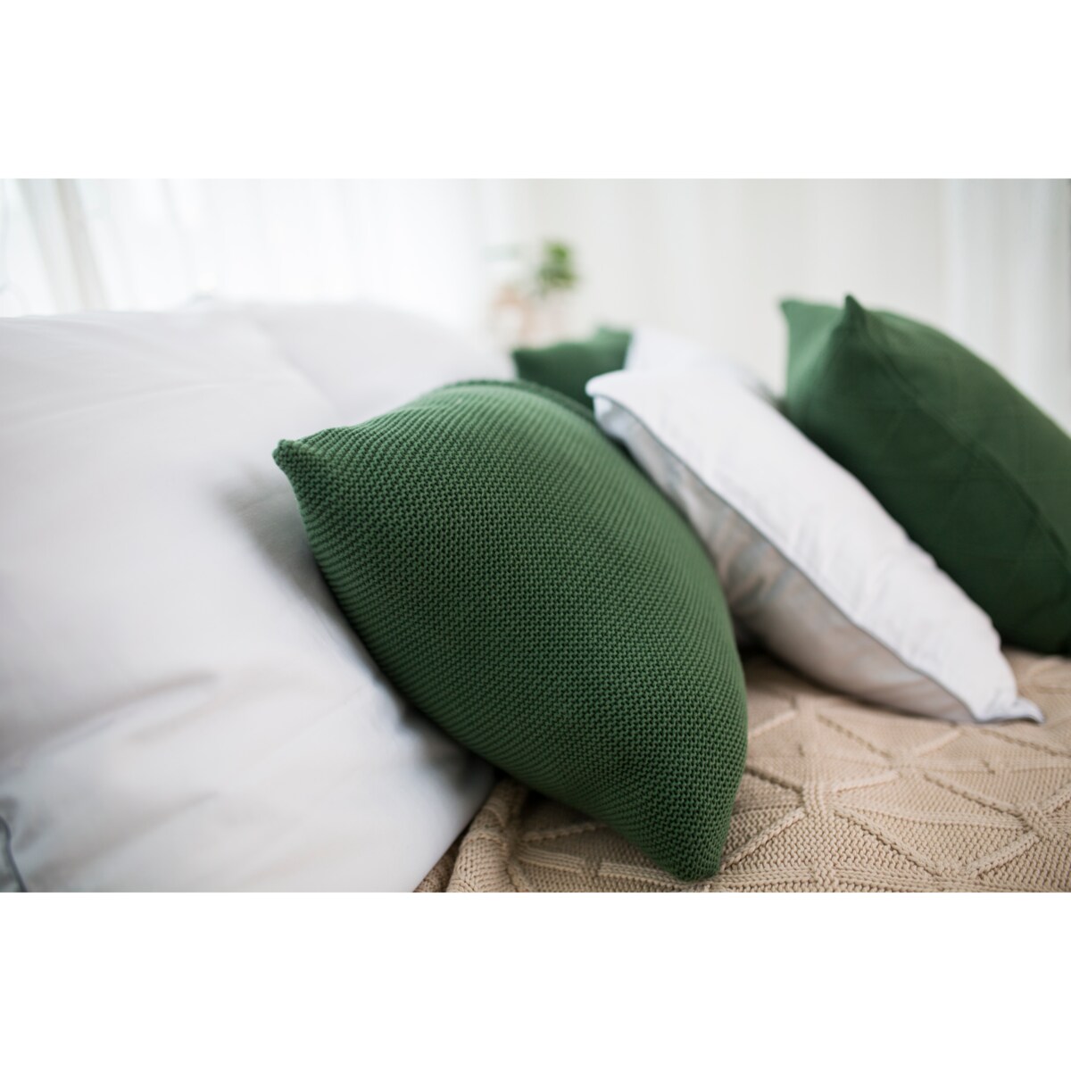 Poszewka romby kwadratowa zielona, 50 x 50 cm, La Manta