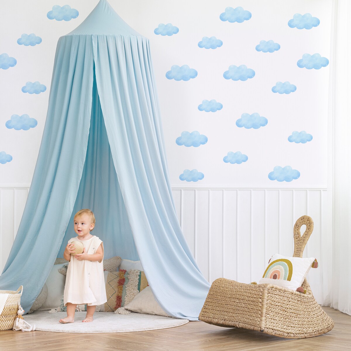 Naklejki Ścienne Dla Dzieci Niebieskie Chmury Pastelowe Chmurki Zestaw 120x60cm