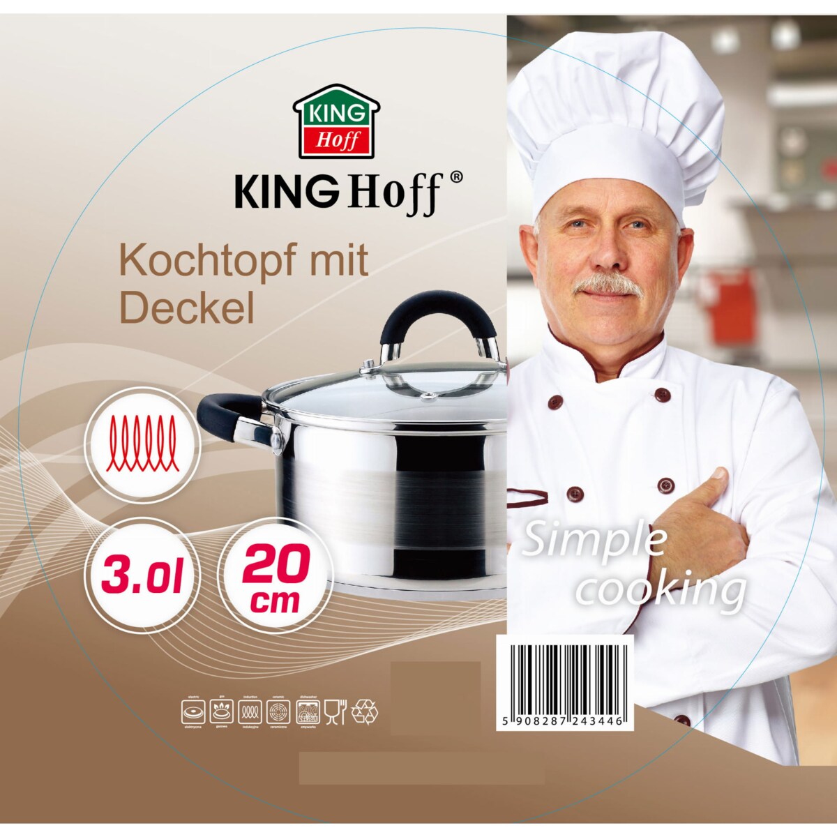 Garnek Z Pokrywą 20Cm Kinghoff Kh-4344 3L