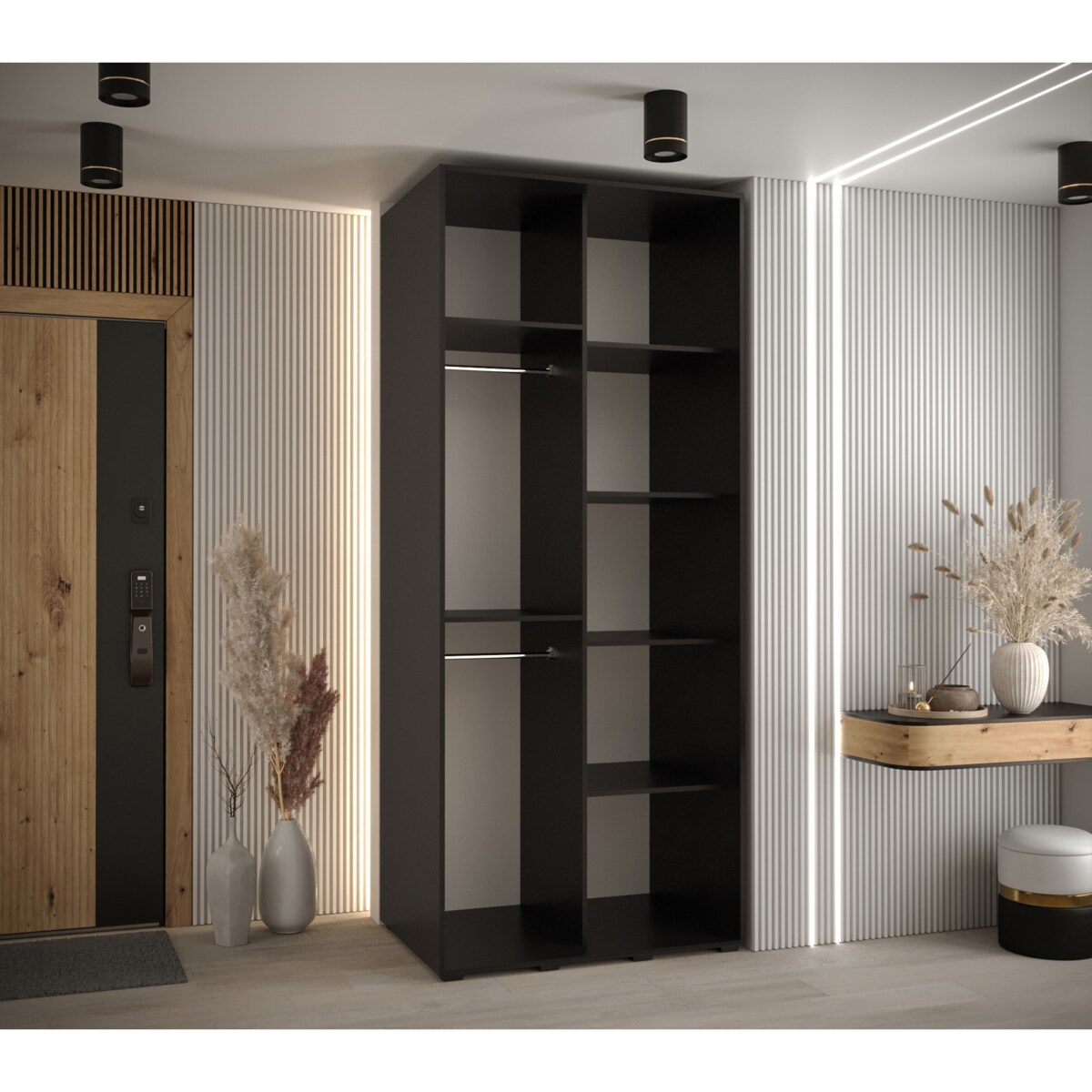 Szafa przesuwna Garderoba DAVOS 3 120 czarny/czarny/czarny