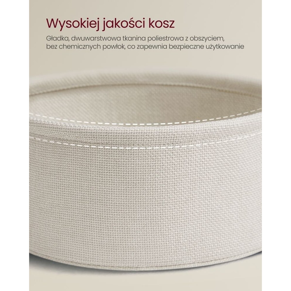 Stolik kawowy okrągły z koszem, w kolorze kremowym