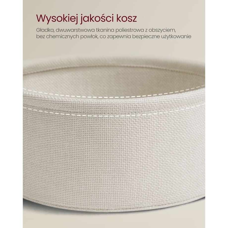 Stolik kawowy okrągły z koszem, w kolorze kremowym