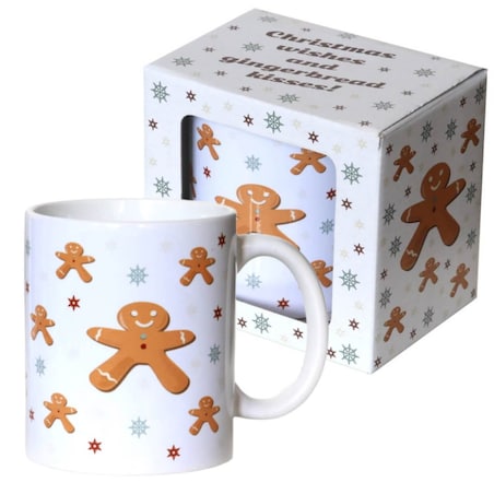 Świąteczny kubek ceramiczny 300ml GINGERBREAD MAN - prezent upominek na Boże Narodzenie, święta, Mikołaja, Gwiazdję, pod choinkę zimowy podarunek
