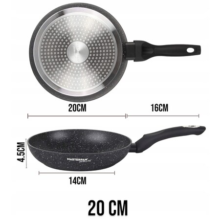 Patelnia Granitowa 20 Cm Plaster Miodu Indukcja Gaz 1.0L Wysoka 4.5