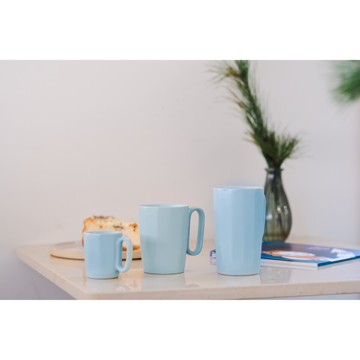 Dwa kubki ceramiczne z uszkiem 80 ml Fuori miętowe 29996