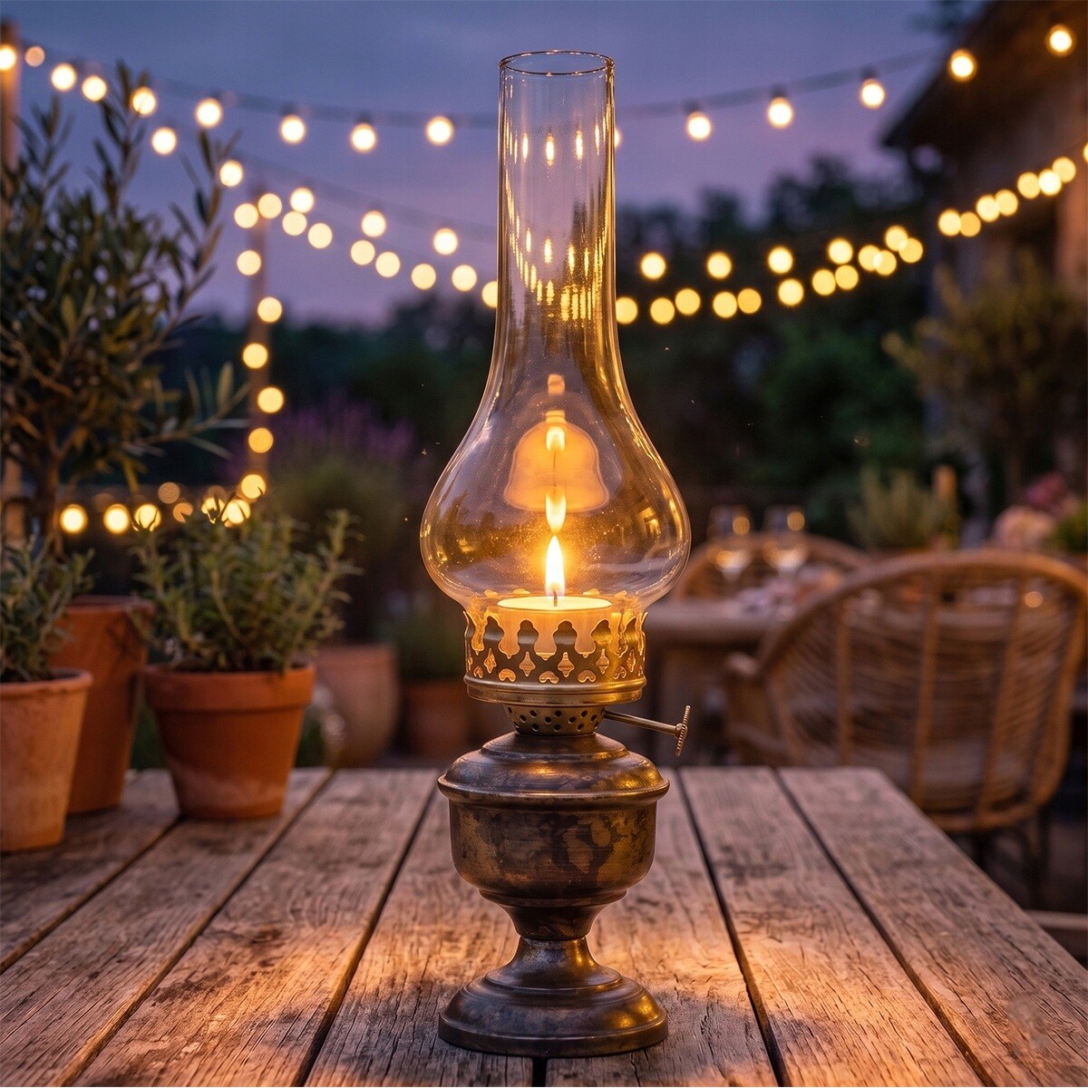 ŚWIECZNIK NA TEALIGHT LAMPA NAFTOWA SZKLANY LAMPION SKANDYNAWSKI LOFT 30cm