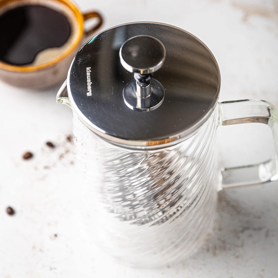 Zaparzacz do kawy herbaty szklany 600ml French Press srebrny KLAUSBERG